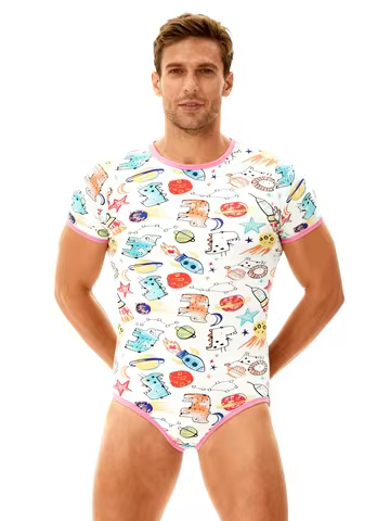 Red rocket printing bodysuit/adult onesie/adult baby romper/abdl clothes