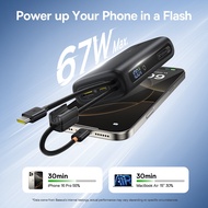 Baseus EnerFill FC41 10000mAh 67W Digital Display Power Bank with Dual Built-in USB-C Cables Black B