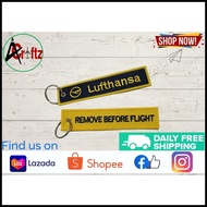 AVCRFATZ LUFTHANSA REMOVE BEFORE FLIGHT AVIATION KEYTAG BAG TAG KEYCHAIN KEY HOLDER COLLECTIBLES