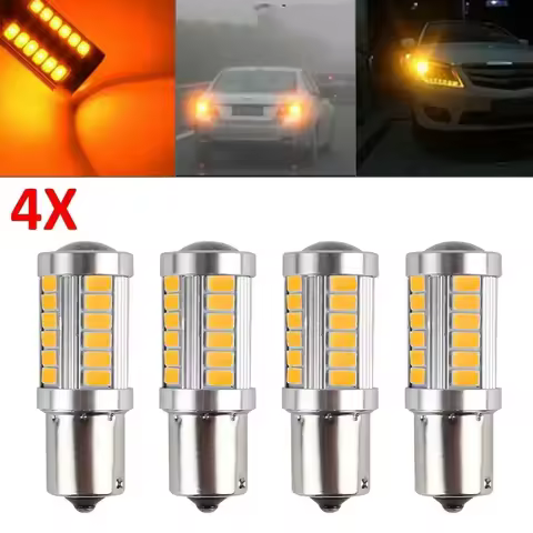4PCS 33LED 581 BAU15S PY21W Car LED Bulbs Turn Signal Light 12V Yellow Brake Reverse Parking Lamps I