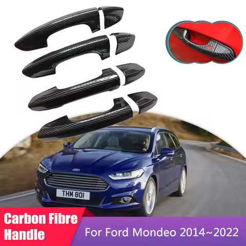 for Ford Mondeo Fusion 4 MK4 CD391 2014~2022 Carbon Fiber Door Handle Cover Car Decoration Protectiv