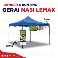 Banner Kedai Makanan Nasi Lemak Bunting Sarapan Kuih Muih Gerai Kuih Nasi Campur Air Balang Char Koew Teow Satay Aiskrim