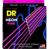 สายกีต้าร์ไฟฟ้าเคลือบเรืองแสงสีชมพู DR Strings รุ่น  NEON™ PINK Coated Electric Guitar Light