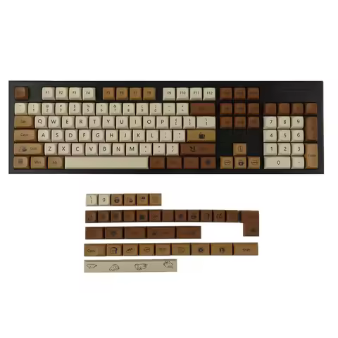 YMDK 138 ZDA Profile XDA v2 Dye Sub PBT Coffee Cat Keycaps For 104 TKL 60% 96 84 68 64 MX Switches K