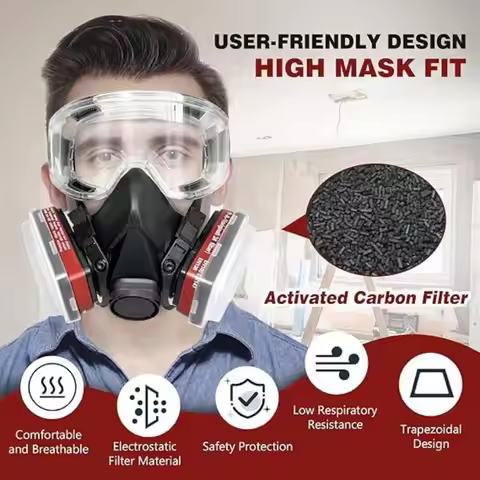 New 7-in-1/16-in-1 Black 6200 Dust Mask Half Face Respirator Spray Paint Organic Vapor Chemical Gas 