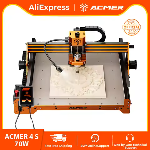 ACMER 4 S 70W CNC Router Machine 3 Axis Control LED Touchscreen Emergency-Stop Upgradable for Wood P
