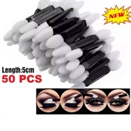 【50支裝】扁桿雙頭眼影棒 黑色桿子 乳膠海綿頭 眼影刷化妝刷 眼影化妝棒 化妝刷 化妝工具