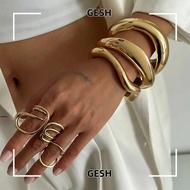 GESH Bracelet, Metal Smooth  Wide Cuff Bracelet, Fashion Open Spring Closure Chunky Style Wide Cuff 