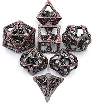 Hollow 3D Cthulhu Metal DND Dice Set 7-Piece Polyhedral RPG Dice D4 D6 D8 D10 D12 D20 D00 for D&D, P