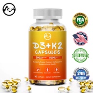 Minch Vitamin D3 K2 Supplement Bone and Heart Health Non-GMO Formula 5000 IU Vitamin D3 & 300 mcg Vi
