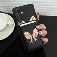 1pc Cute Bow Wing Pattern Luxury Fashion Vintage Faux Leather Card Holder Straight Edge Cube Liquid 