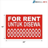 For Rent Banner / Sticker Untuk Dijual Kain Rentang / Pelekat Size: 24" X 18”