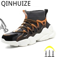 QINHUIZE New Men's Safety Shoes Indestructible Sneakers Puncture Proof Work Boots Steel Sneakers Safety Boots Steel Toe Shoes