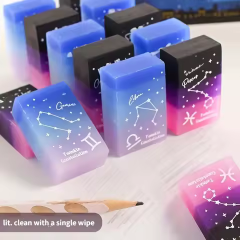 3/6/12pcs Constellations Erasers Zodiac Signs Good-looking Rainbow Jelly Error Correction Pencil Era