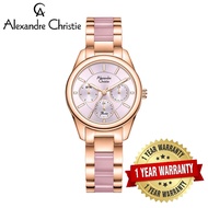 [Official Warranty] Alexandre Christie 2A92BFBRGPN Women's Pink Dial Stainless Steel Steel Strap Watch