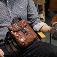 牛皮斜挎包 男士真皮包 復古側背包 休閒斜背包 手機包 單肩包