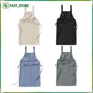 [Wishshopelxn] Linen Apron with Pocket Bib Apron Linen Art Apron Casual Apron Double Shoulder Apron 