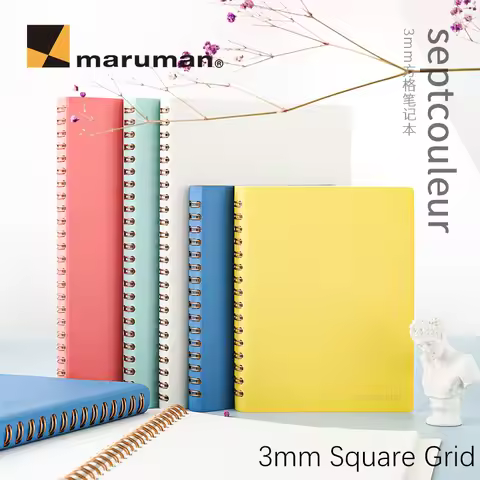 1pc Maruman Coil Notebook Kawaii Diary Book Septcouleur 100 Sheets 3mm Square Grid Inside Page A6 A5