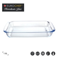 Eurochef BG002 Rectangular Borosilicate Glass Baking Dish 1600ml Bake Tray Casserole with Handles
