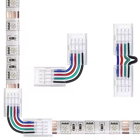 5PCS RGB RGBIC 12V Led Strip Light Quick Connector 3Pin 4Pin 10mm I L Shape Corner Connection Weldin