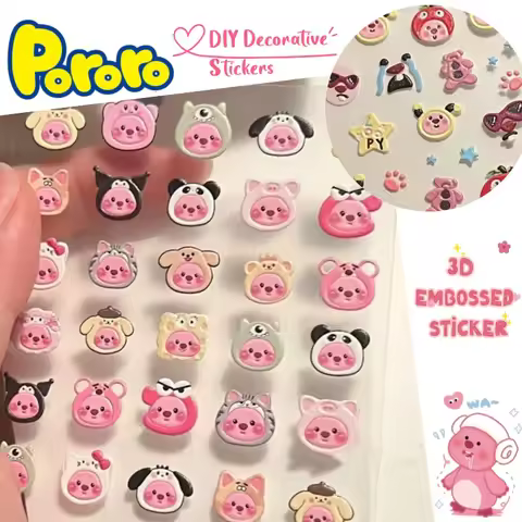 Pororo Loopy cartoon cute 3D embossed nail stickers high-value kawaii waterproof stickers for phones