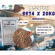 9974 [20 KG] PELLET MAKANAN IKAN TIMBUL | MAKANAN IKAN STARFEED PROTEIN TINGGI | SIAKAP KERAPU