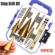 COD 7 Pcs MATA BOR Step HSS Dengan Kotak Mata Bor Besi Kerucut Pagoda Cone Drill Hole Saw Set Mata B