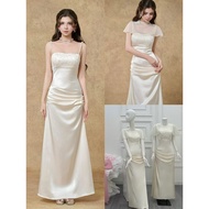 SA [Available & real photos] 2-Strap MAXI DRESS WITH JEWELS Mesh WITH COAT
