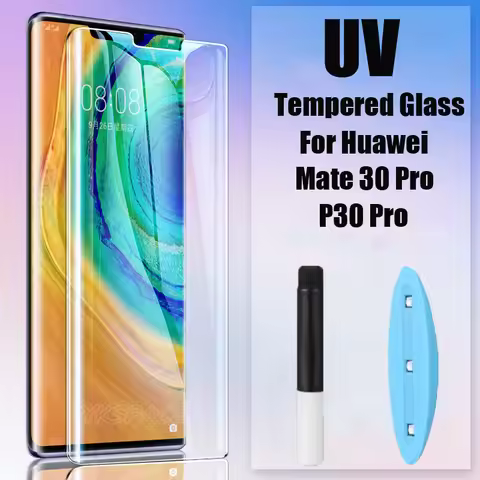 2Pcs 3D UV Liquid Full Glue Clear HD Tempered Glass For Huawei Mate 20 30 40 50 60 P30 P40 P50 P60 A