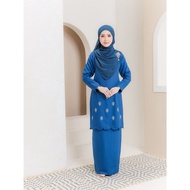 [ TEAL BLUE ] NEW DESIGN Baju Kurung Reena Scallop | Kurung Moden | Kain Kipas belakang  | Material 