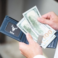 Sandor・真皮鈔票卡套 | RFID防盜・客製刻字 海軍藍