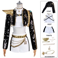 ชุดคอสเพลย์ผู้หญิงนักล่าปีศาจ Kpop ภาพยนตร์สำหรับเด็กเด็กผู้หญิง Zoey Mira Rumi สีดำทองชุดแต่งกายเทศ