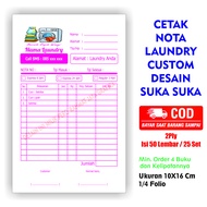 BISA COD | NOTA LAUNDRY 2 RANGKAP. ISI 50LEMBAR NOTA CUSTOM WARNANOTA BON NAMA TOKO SENDIRI CETAK N