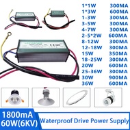 Fast Delivery⚡3-5W 4-7W 8-12W 12-18W 18-25W 25-36W 40W 50W 60W LED Driver 300mA 600mA 900mA 1200mA 1500mA Waterproof IP65 Aluminum Isolated Constant Current Driver Power Supply