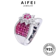 AIFEI JEWELRY Perempuan 純銀戒指 Original Women Adjustable For Cincin Bow Ring Perak Accessories Creative Silver Sapphire Sterling 925 Korean R1970