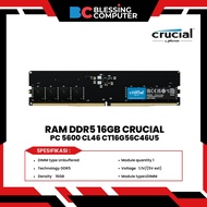RAM CRUCIAL DDR5 16GB PC 5600 CL46 CT16G56C46U5