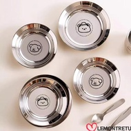 LEMONTREE Mini Plates, 14/16CM 304 Stainless Steel Round Plates, Cartoon Reusable Shockproof Tablewa