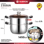 SUBRON Panci Sup 20cm Stainless TEBAL Soup Pot Tutup Kaca