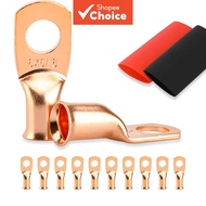 【HOT】 20PCS Battery Cable Ends, 6 Gauge Wire Connectors 5/16 Copper Wire Lugs, Bare Copper Eyelets w