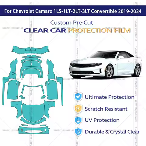 For Chevrolet Camaro 1LS-1LT-2LT-3LT Convertible 2019-2024 Pre-Cut Paint Protection Film PPF Transpa