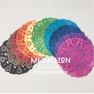 5" medallion Rainbow Doily paper for Scrapbooks, card making, wedding decoration / pack