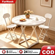 Foldable Round Table 60/70/80CM Meja Lipat Bulat Portable Dining Table