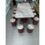 [PRE-ORDER][VINEYARD GARDEN] Outdoor/ Indoor Marble Topping Garden Table Set | 6ft x 3ft Table + 12 Stool