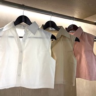 Linen shirt. Linen croptop. Collared shirt. 100% pure linen.