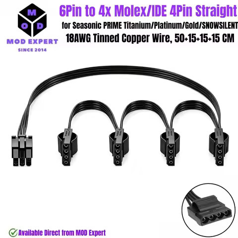 4x IDE 4Pin Peripheral Power Cable for Seasonic PRIME All Series Titanium/Platinum/Gold 1300W, 1000W