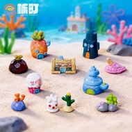 Bikini Bottom Ocean House Resin Mini Ornament Multiple Cartoon Seabed Tiny House Miniature Model DIY
