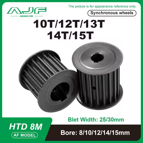 45 Steel HTD 8M Timing Pulley 10T/12T/13T/14T/15T AF Type Synchronous Wheel for Belt Width 25/30mm B