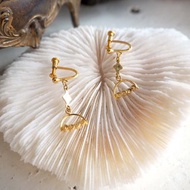 唯美仙氣復古垂墜水鑽夾式耳環耳夾 日本二手中古珠寶首飾古著