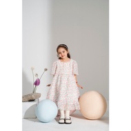 Baby girl Dress designed by LEAH Soft and light silk chiffon with square neck and falling sleeves fo
