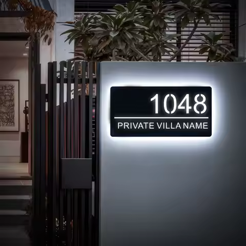 Private Customized Lighted House Plaque 3D LED Illuminated House Number Address Name Sign Wall Outdo